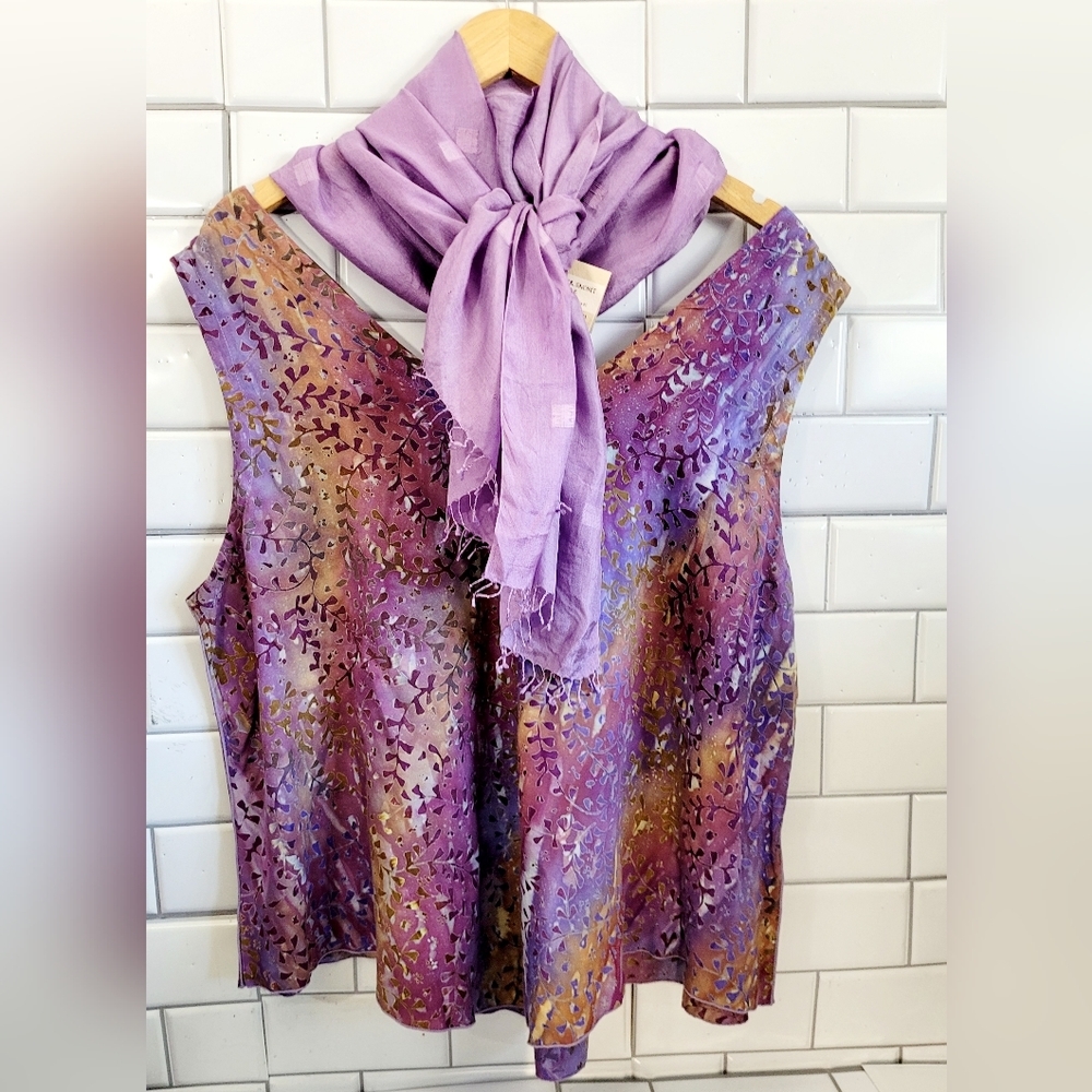 Island Collection 100% Rayon Double V Neck Tank Blouse Ten Thousand Villages 100